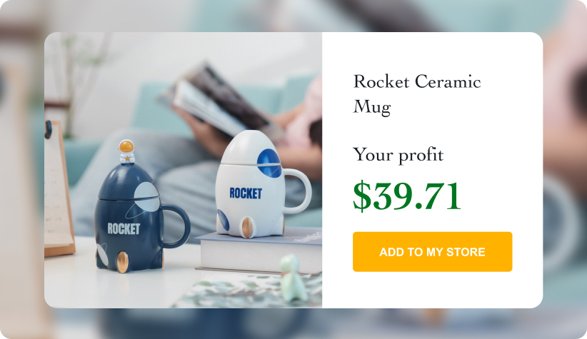 Cartoon Rocket Ceramic Mug