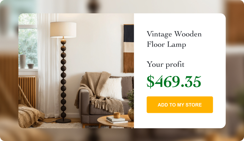 Vintage Wooden Floor Lamp